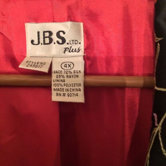 Vintage Dead Stock J.B.S. Silk Black and Red Floral Women's Jacket - Picture 5 of 11